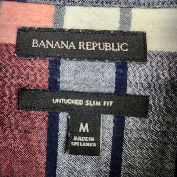 Banana Republic Untucked Slim Fit Plaid Double Layer Button Down Shirt Medium - Picture 6 of 8